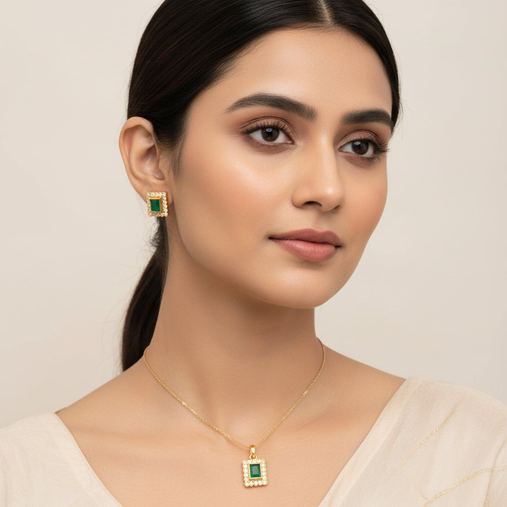 Recta-Green Pendant Set
