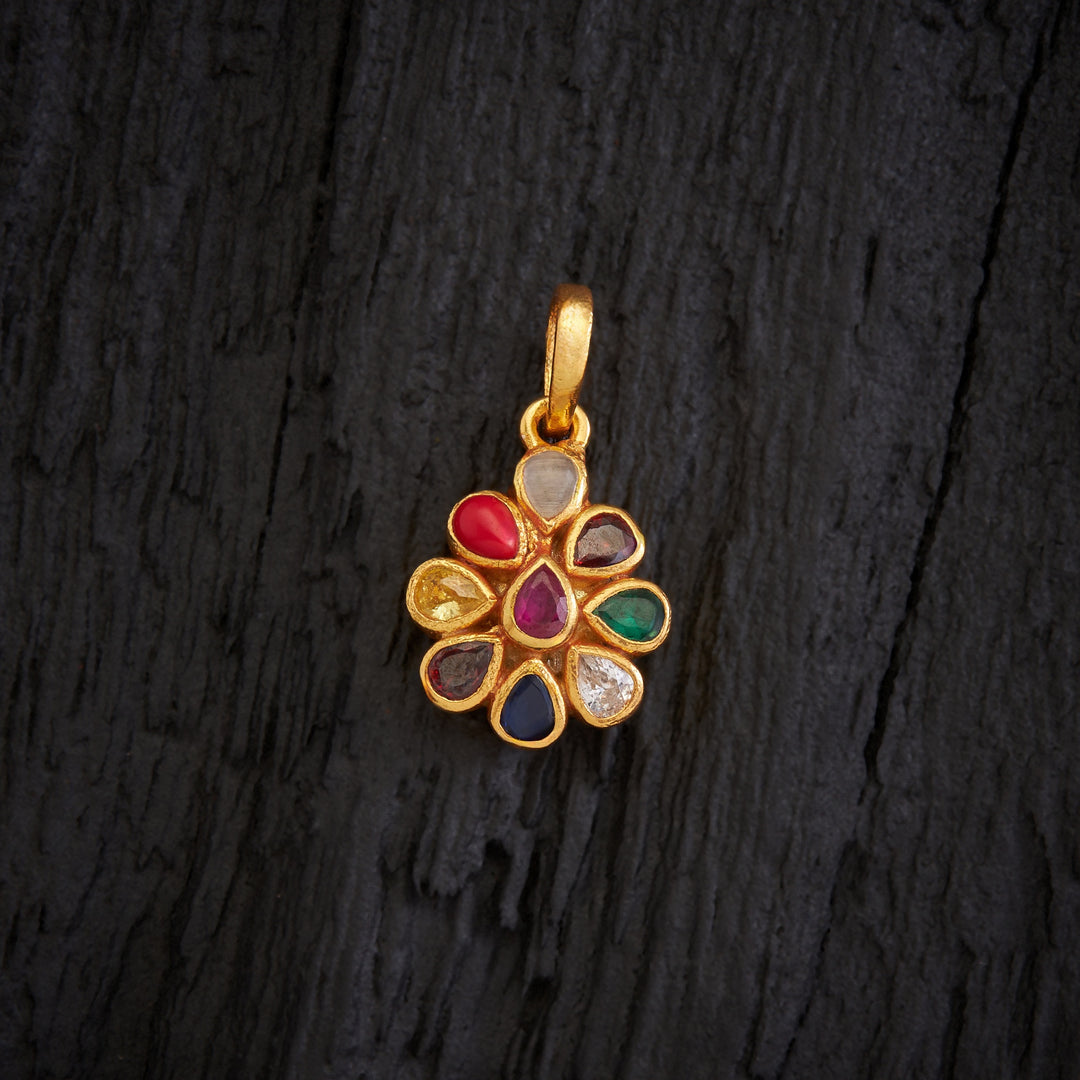 Pear-Navaratna Pendant Set