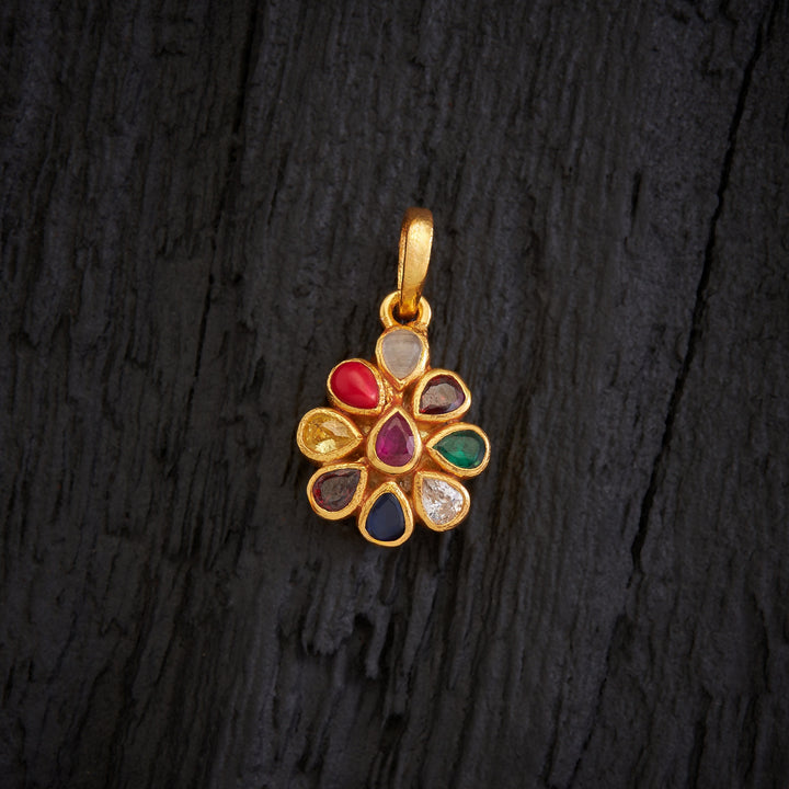 Pear-Navaratna Pendant Set