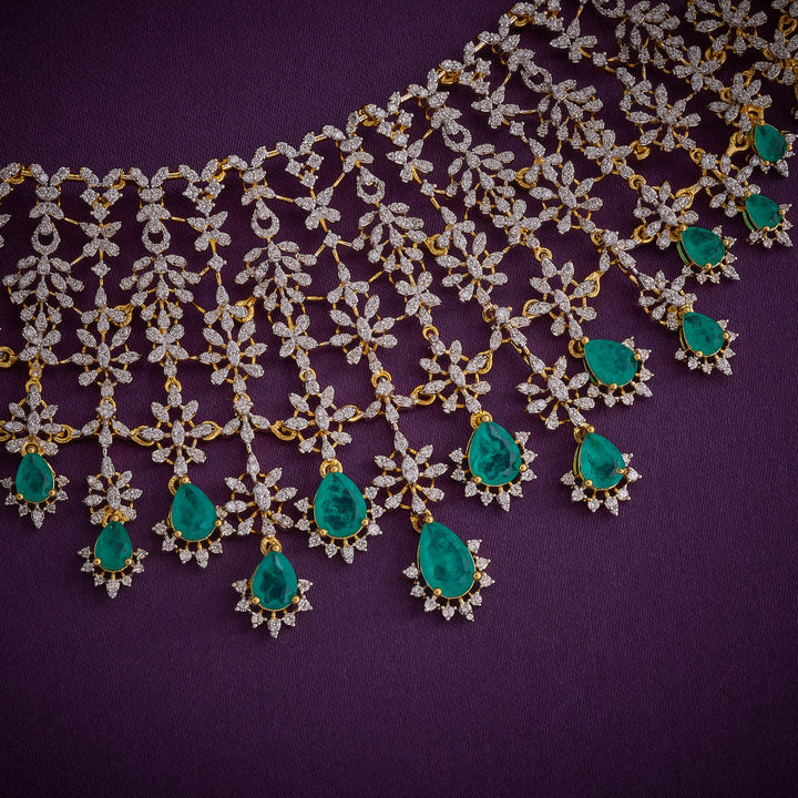 Emerald Petal CZ Necklace Set