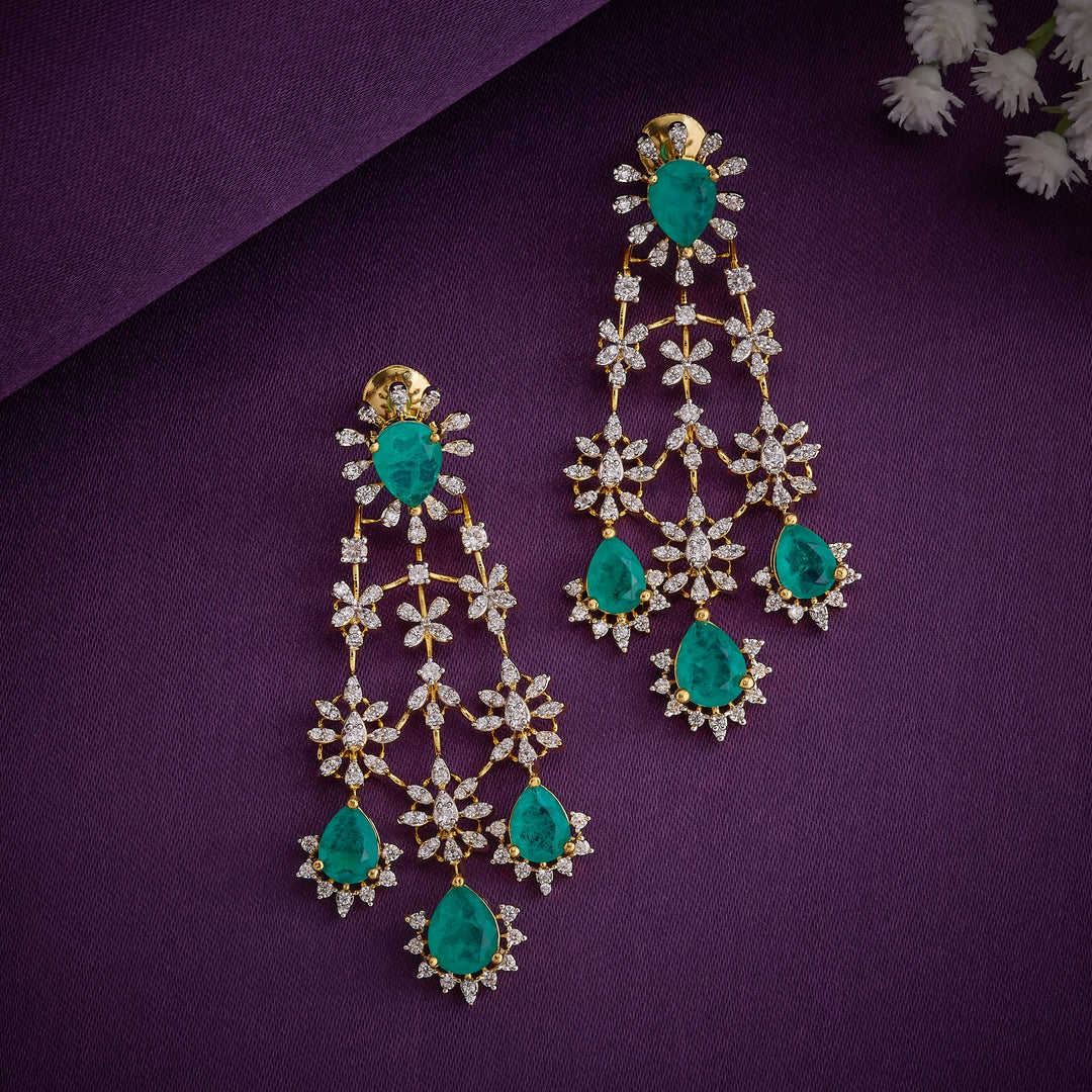 Emerald Petal CZ Necklace Set