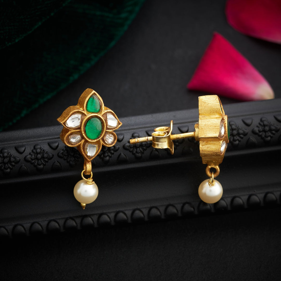 Moti & Panna Kundan Studs