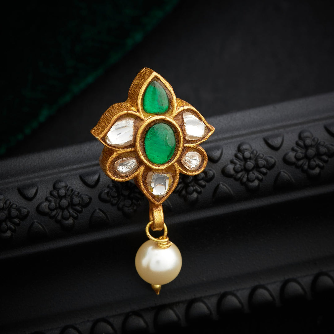 Moti & Panna Kundan Studs