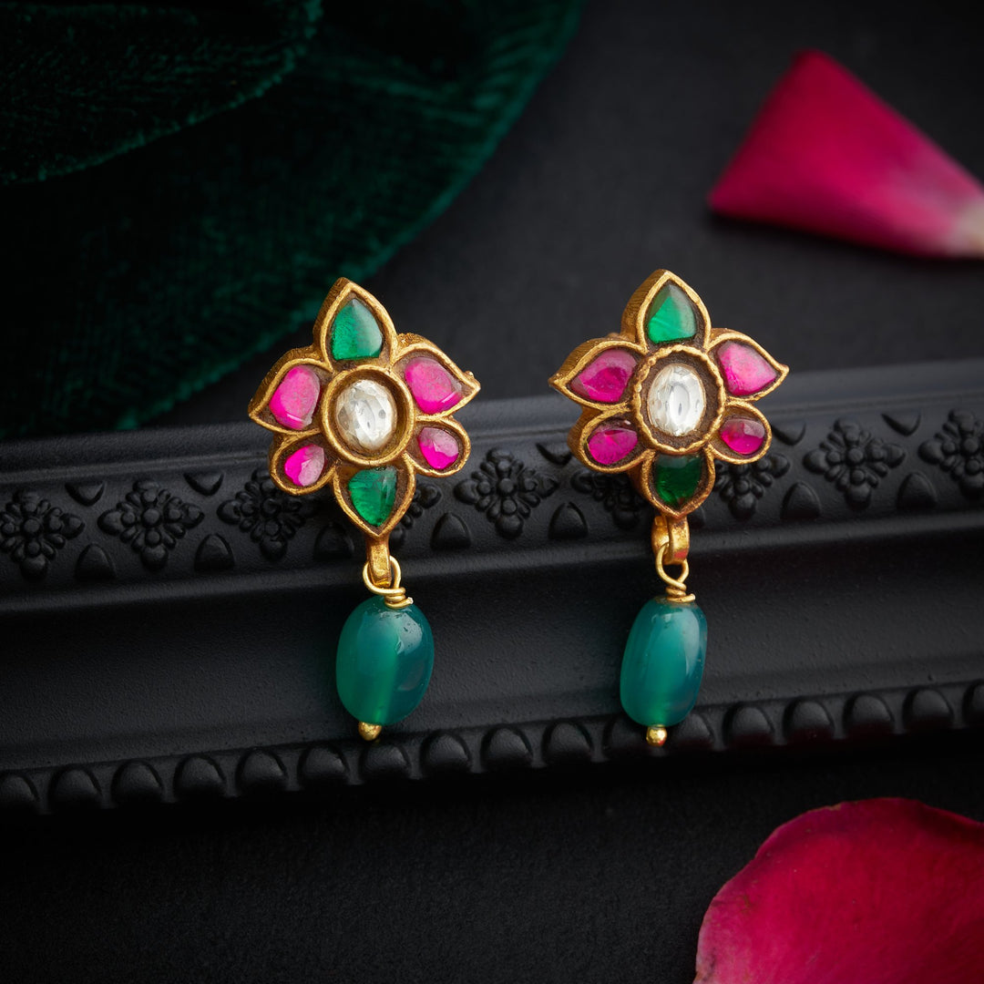 Moti & Panna Kundan Studs