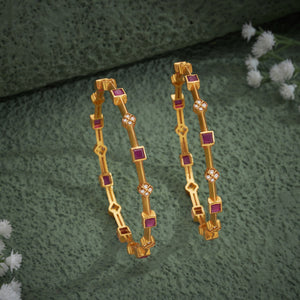 Square-Rosy Stone Bangles