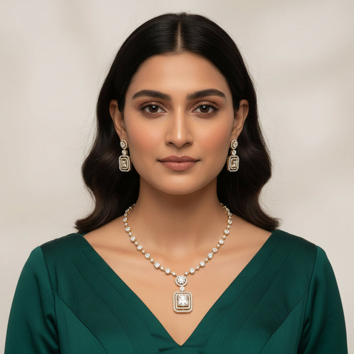 Ember Gold CZ Necklace Set