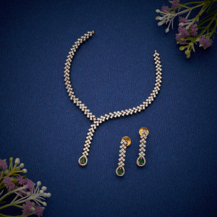 Gilded Petal CZ Necklace Set