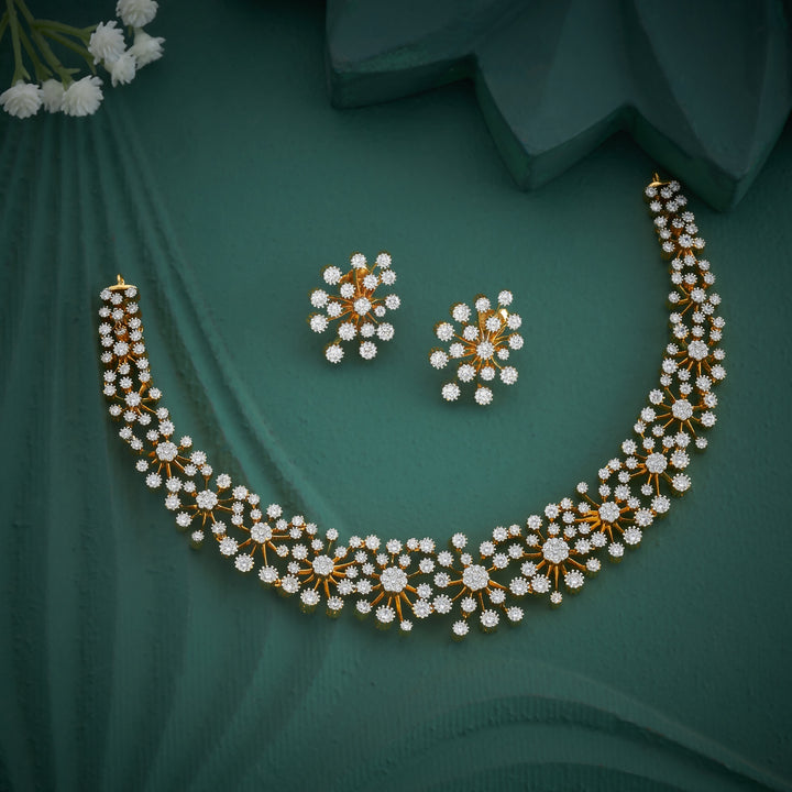 White Floral CZ Necklace Set