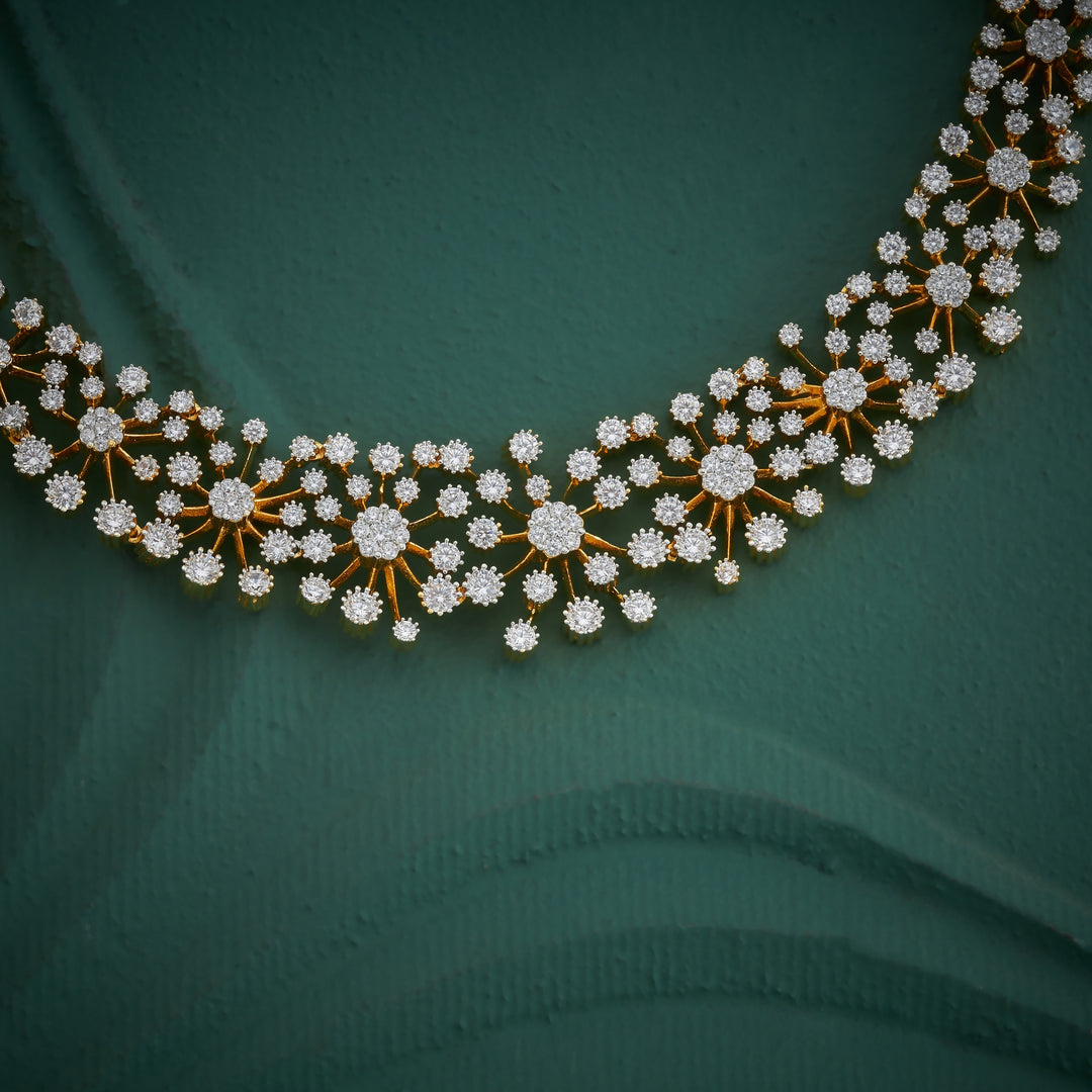 White Floral CZ Necklace Set