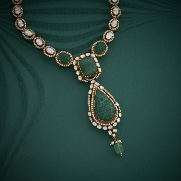 Carved-Emerald Victorian Necklace Set