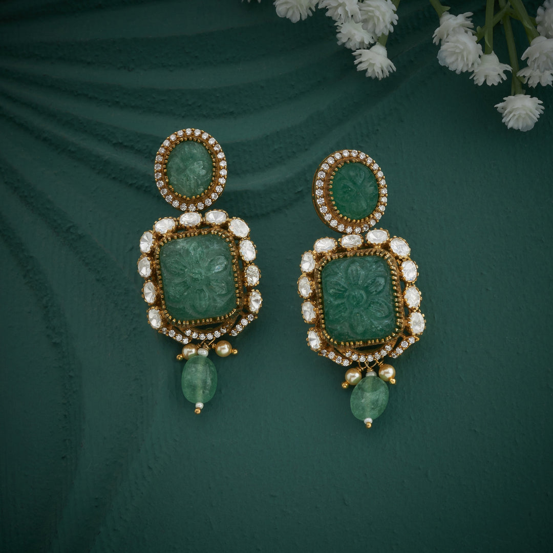 Carved-Emerald Victorian Necklace Set