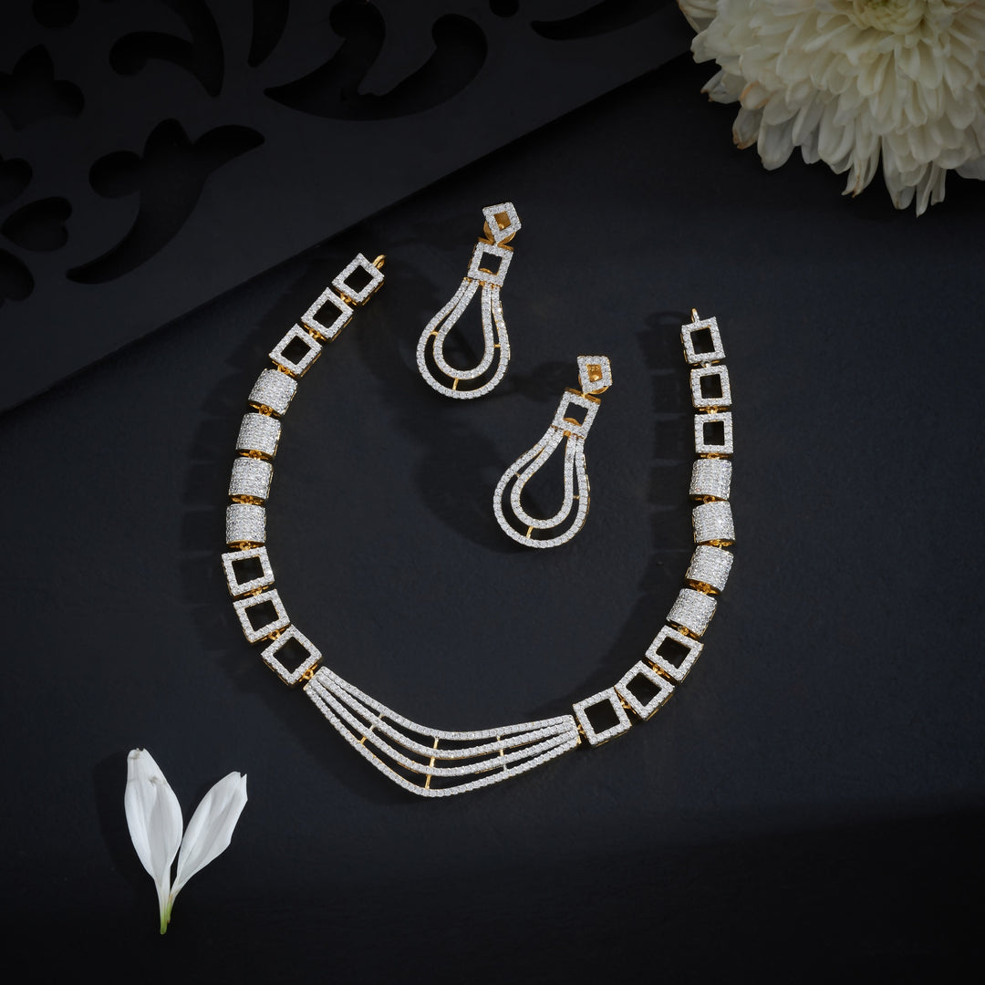 Squarica CZ Necklace Set