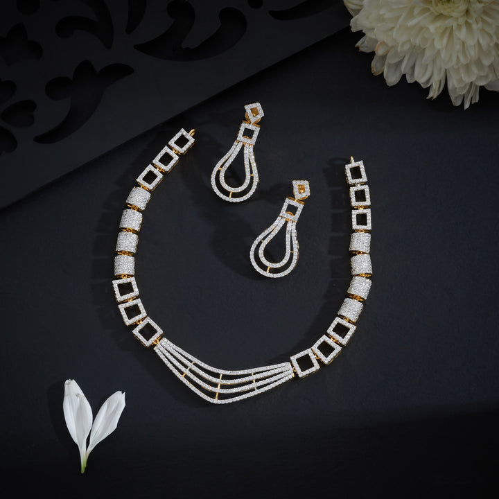 Squarica CZ Necklace Set