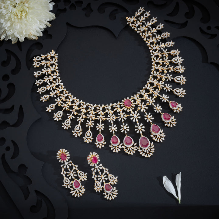 Glitzora-Pear CZ Necklace Set