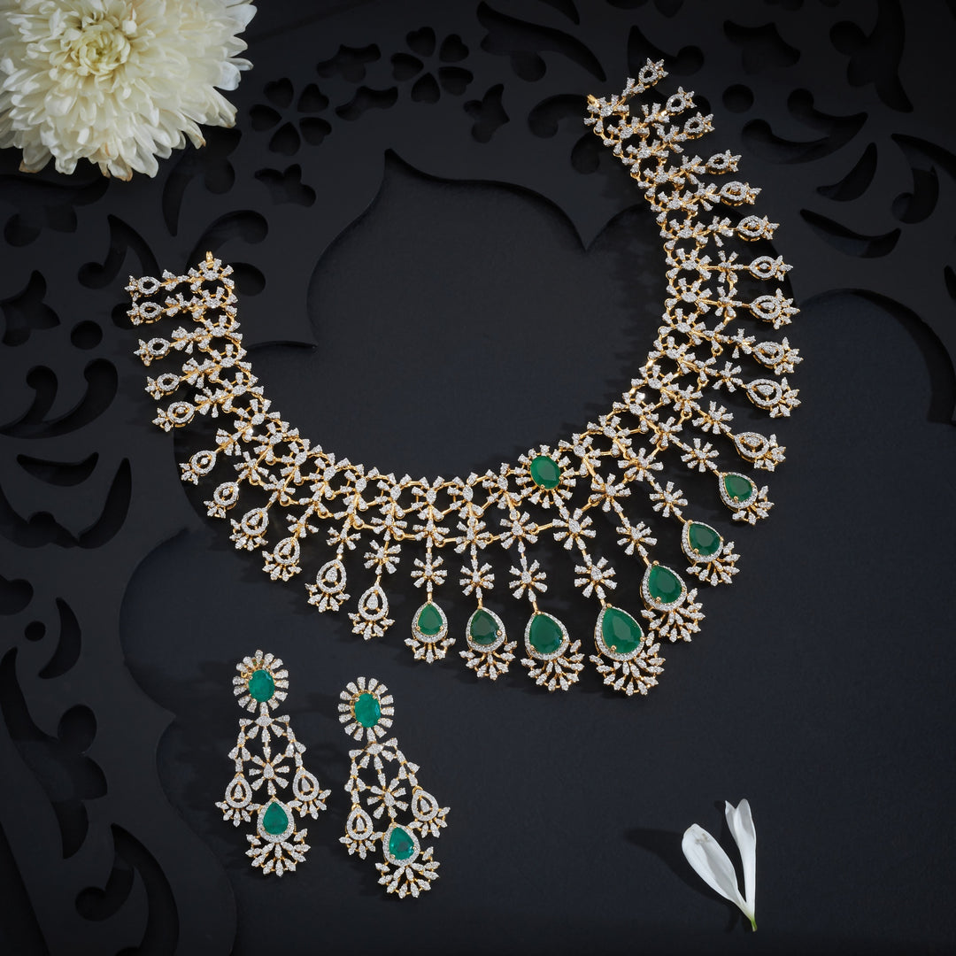 Glitzora-Pear CZ Necklace Set