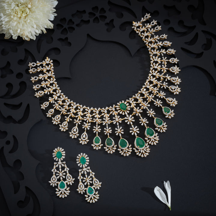 Glitzora-Pear CZ Necklace Set