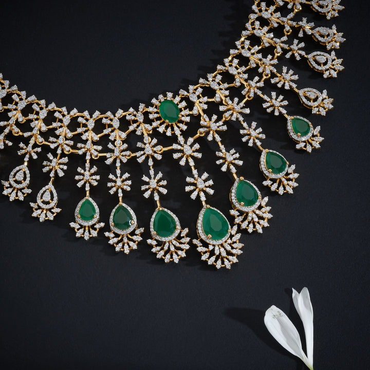 Glitzora-Pear CZ Necklace Set