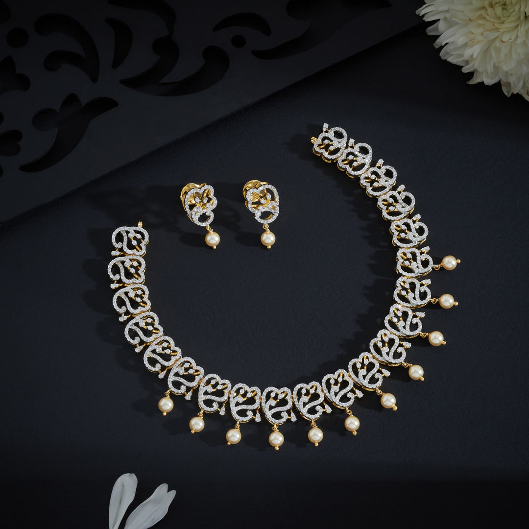 Celestine Plume CZ Necklace Set