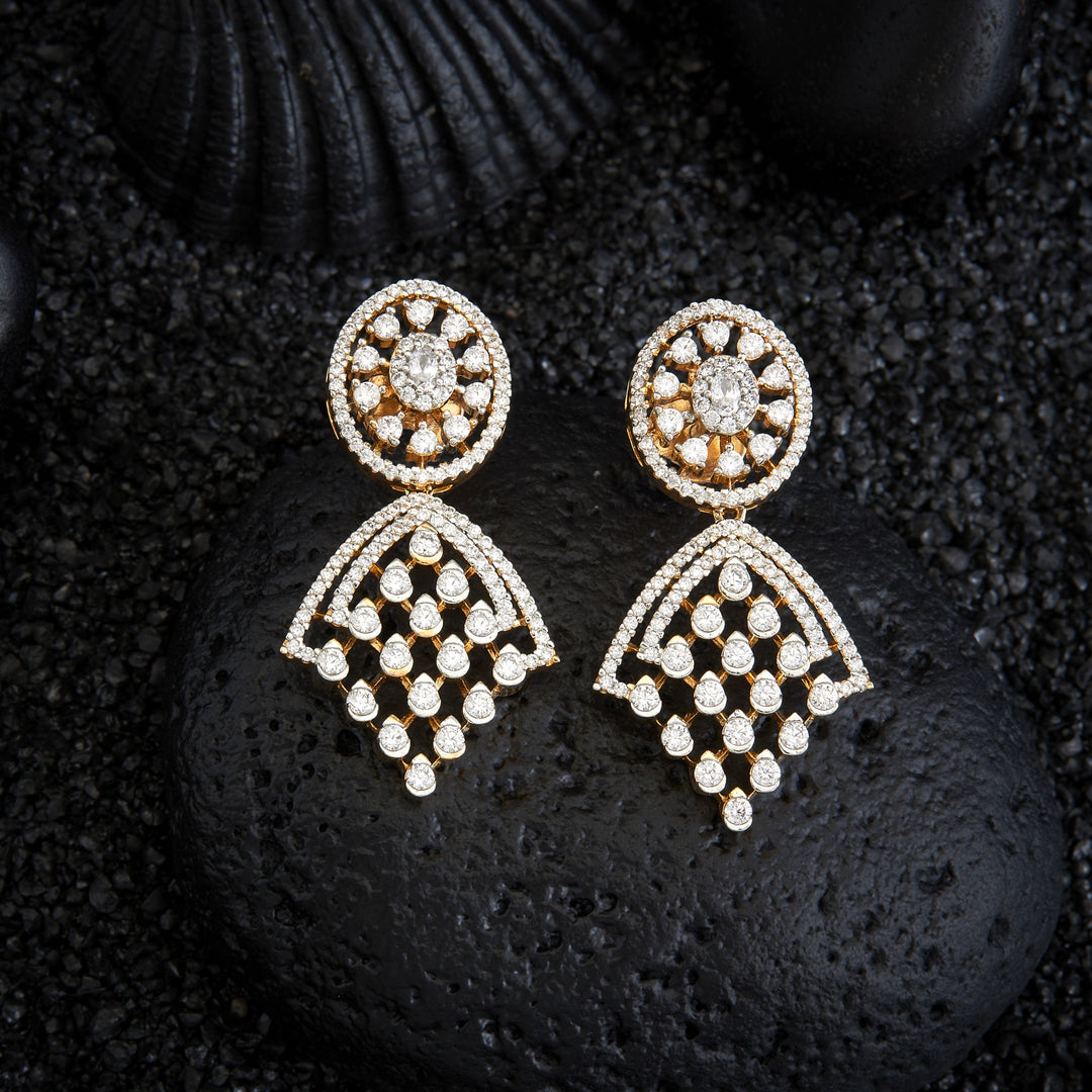Oval-Floral CZ Danglers