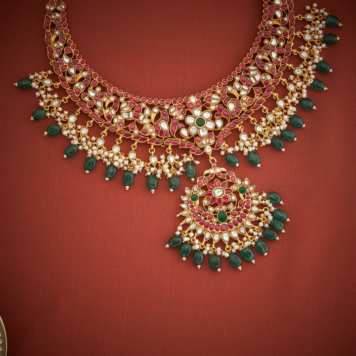 Hamsa-Phool Kundan Necklace