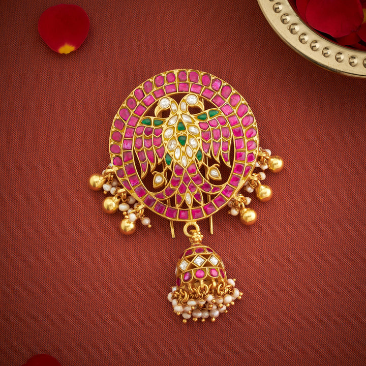 Gandberunda Kundan Hair Brooch