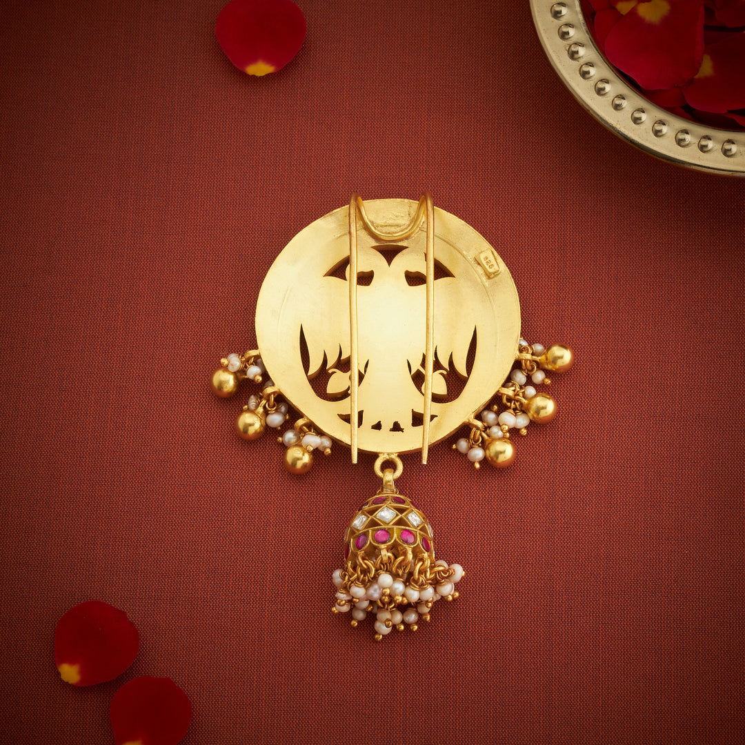 Gandberunda Kundan Hair Brooch