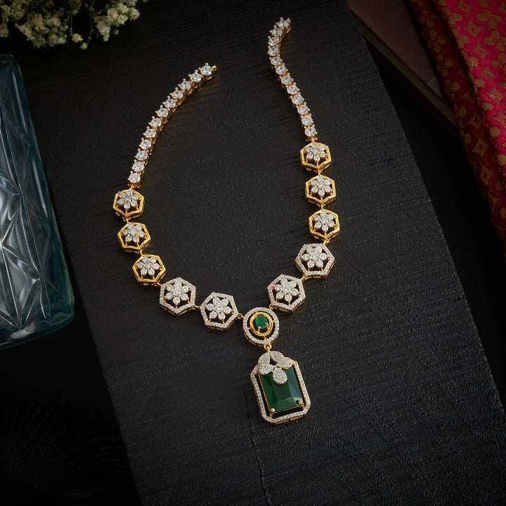 Blossom-Green CZ Necklace