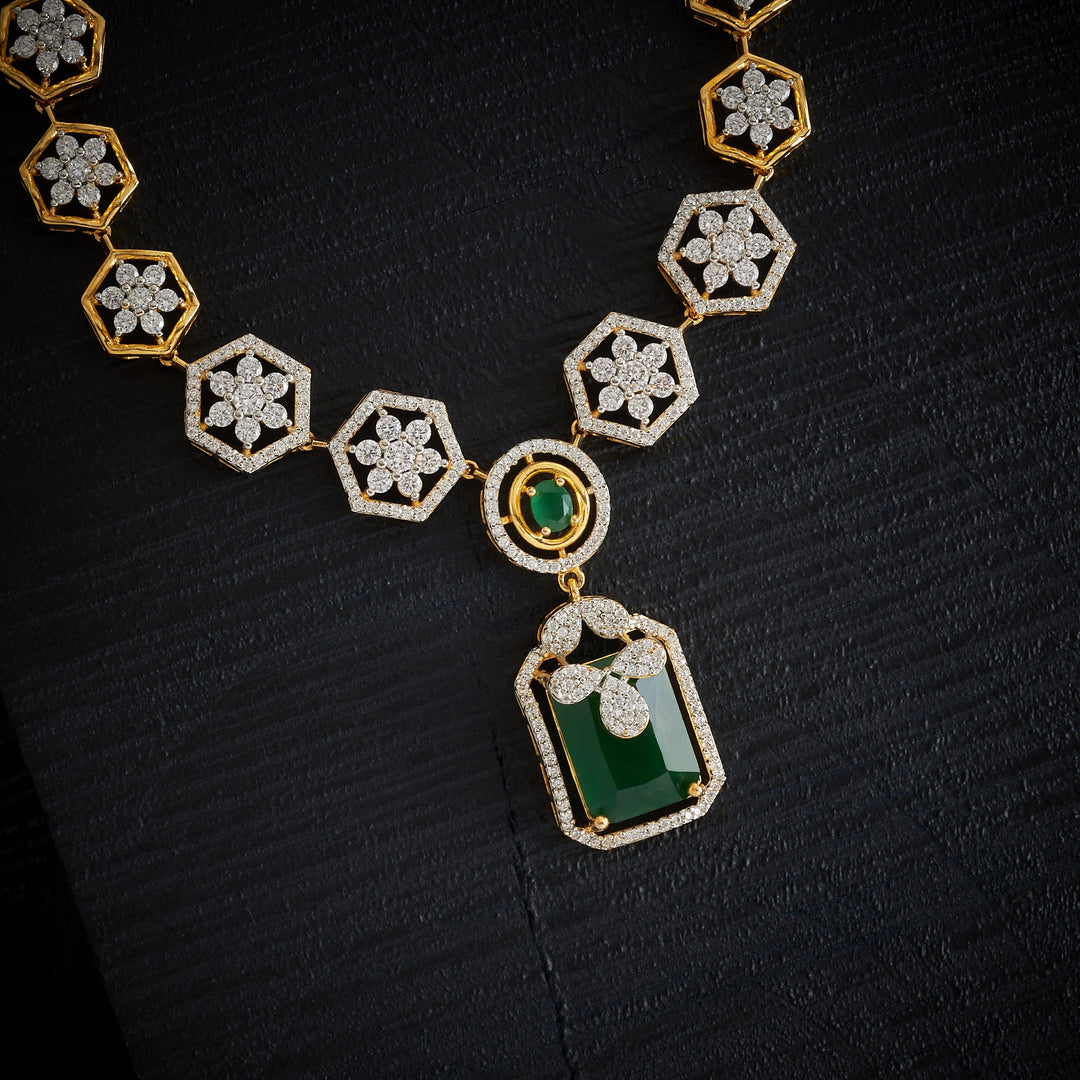 Blossom-Green CZ Necklace