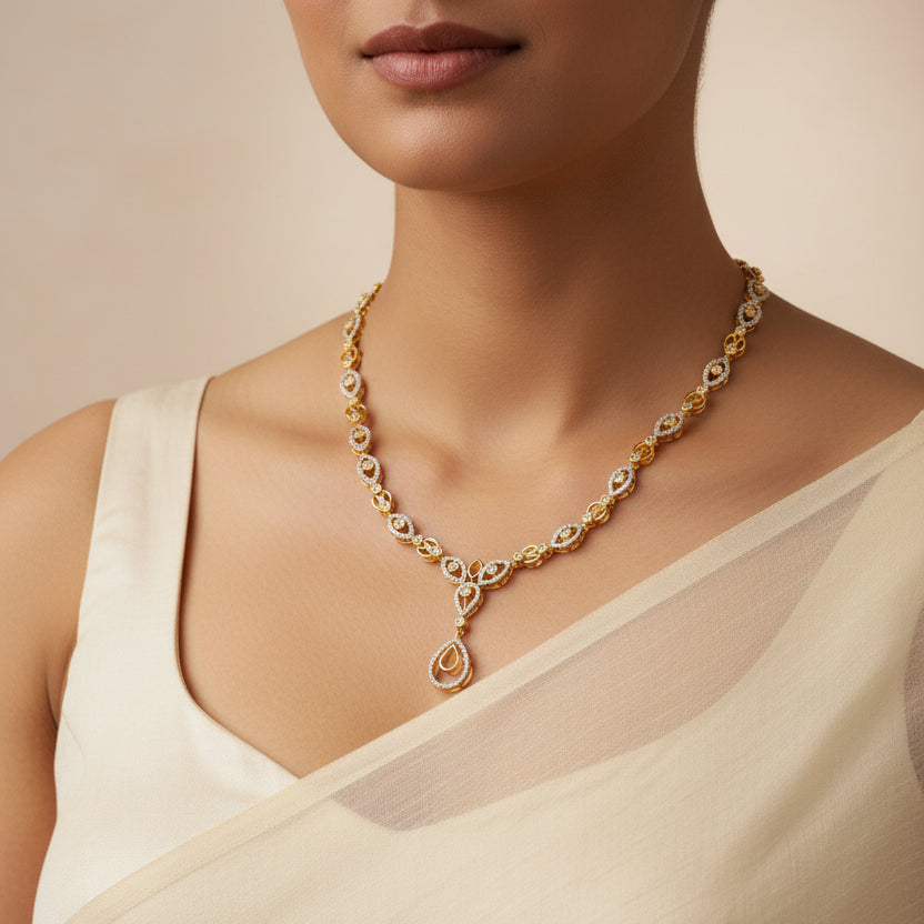 Pear-Spark CZ Necklace