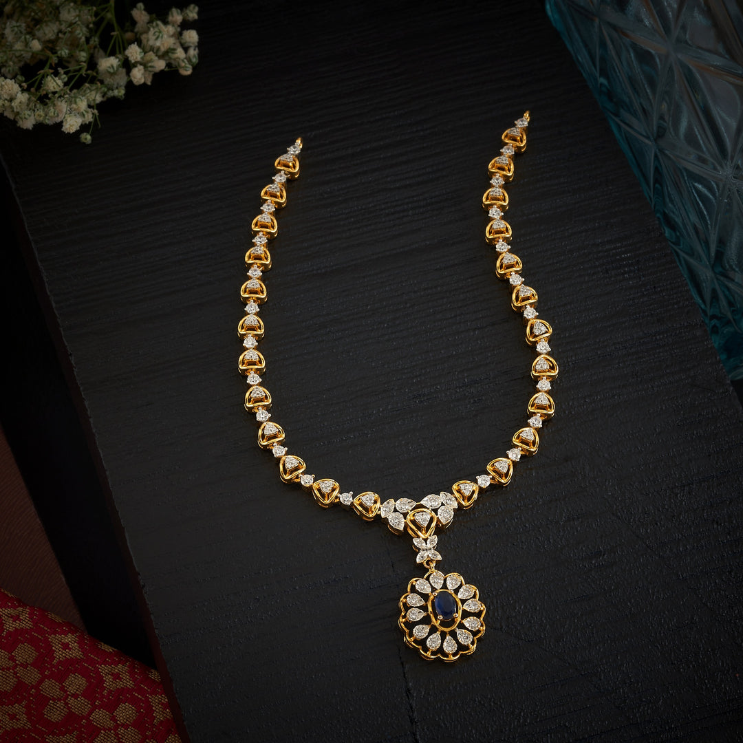 Blue-Floriya CZ Necklace