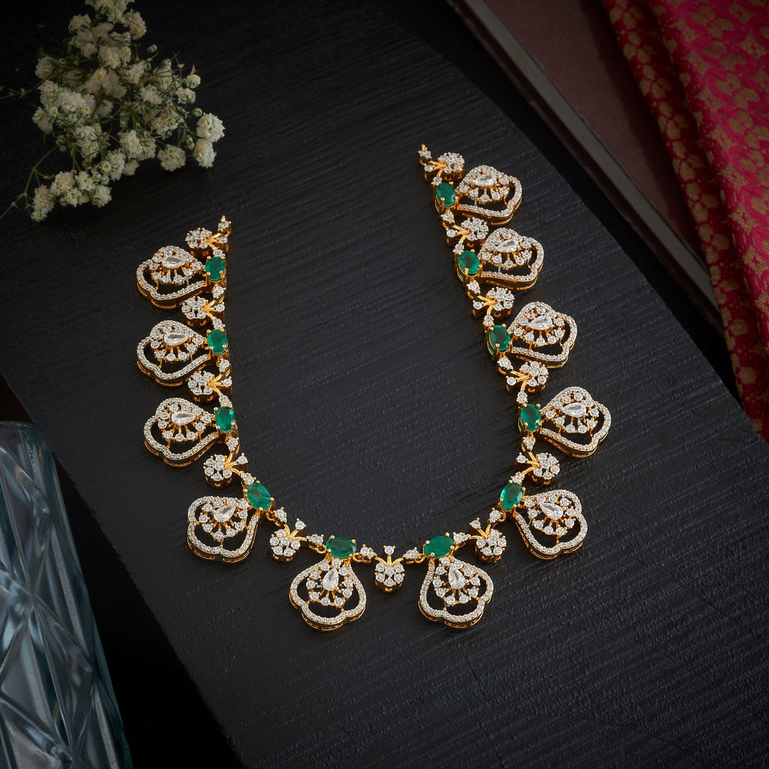 Ovalika-Green CZ Necklace