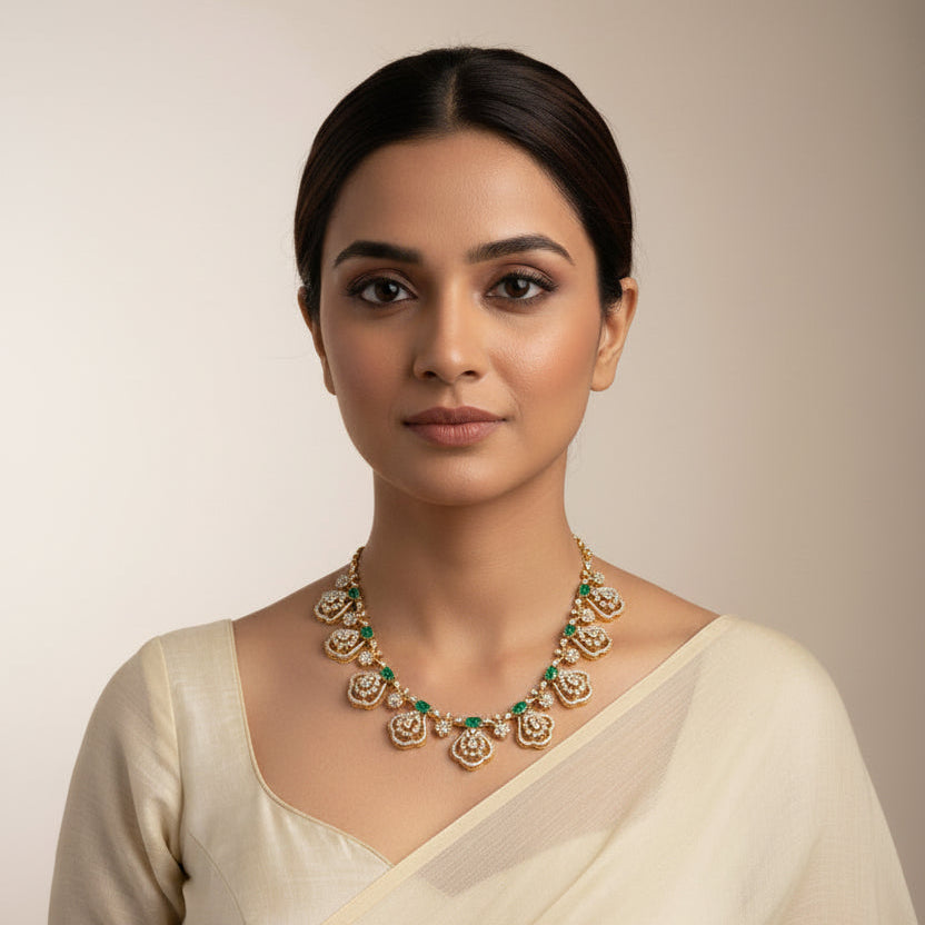 Ovalika-Green CZ Necklace