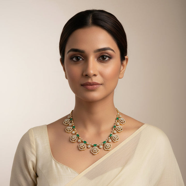 Ovalika-Green CZ Necklace