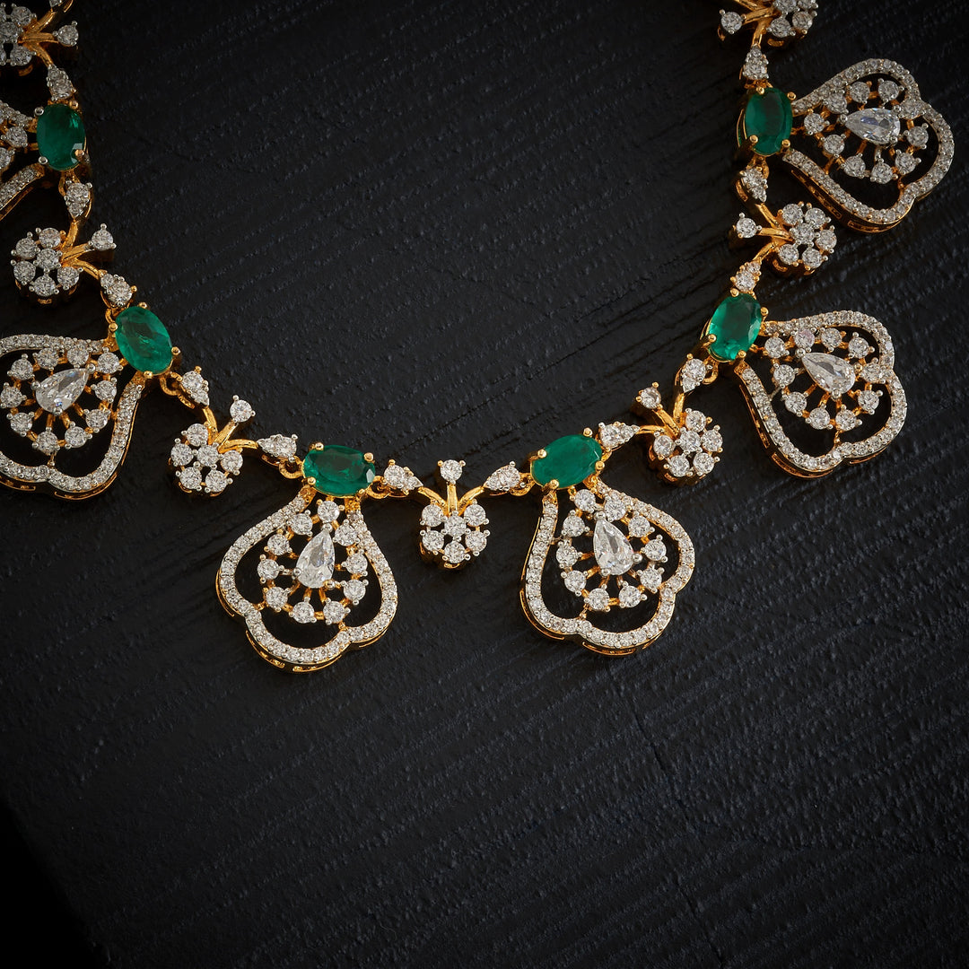 Ovalika-Green CZ Necklace