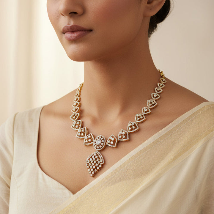 Flora-Sparkle Fall CZ Necklace