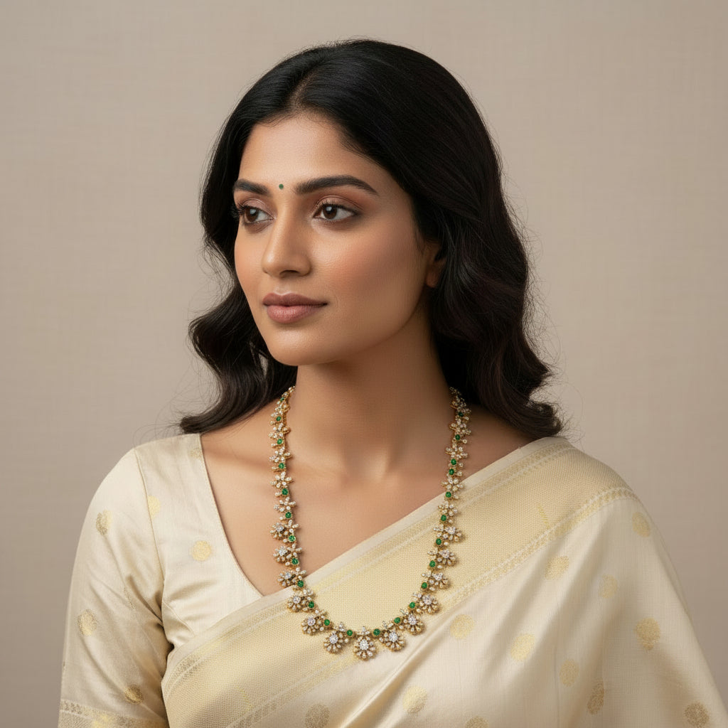 Ever-Green Bloom CZ Necklace