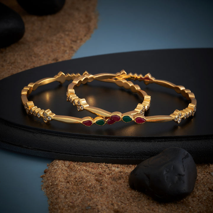Pear-Line Stone Bangles