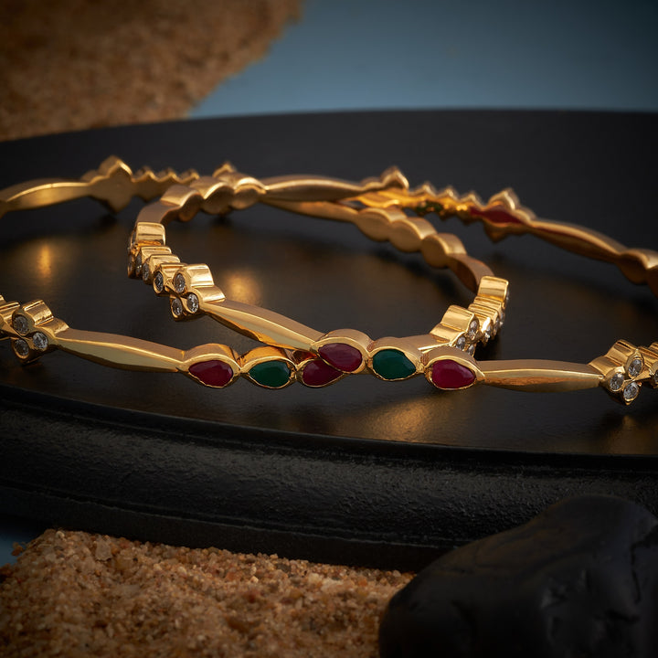 Pear-Line Stone Bangles