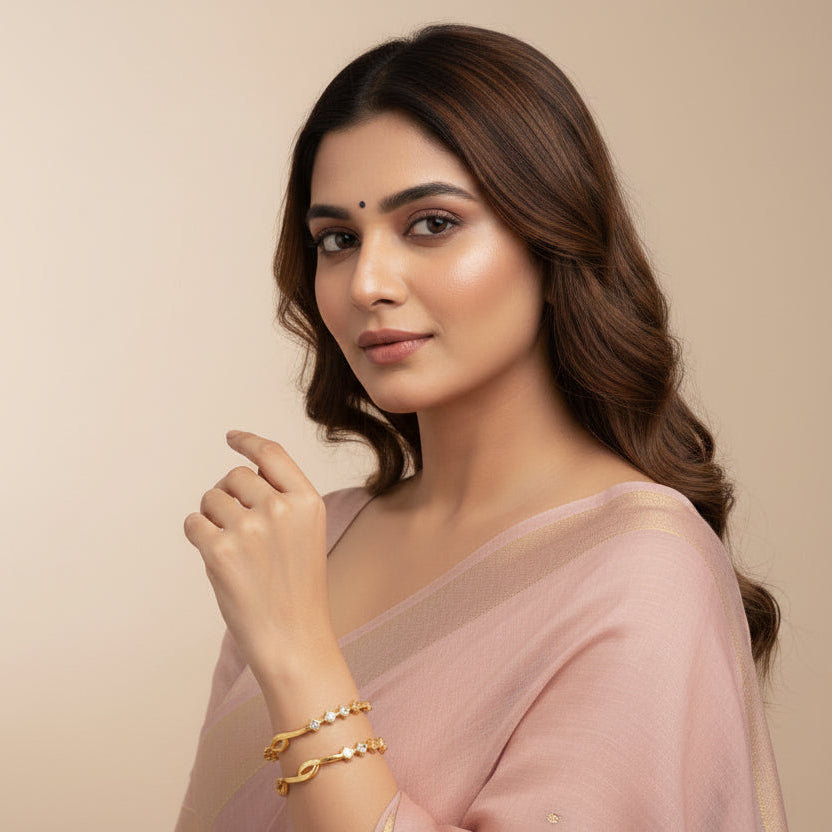 Aure Wave Stone Bangles