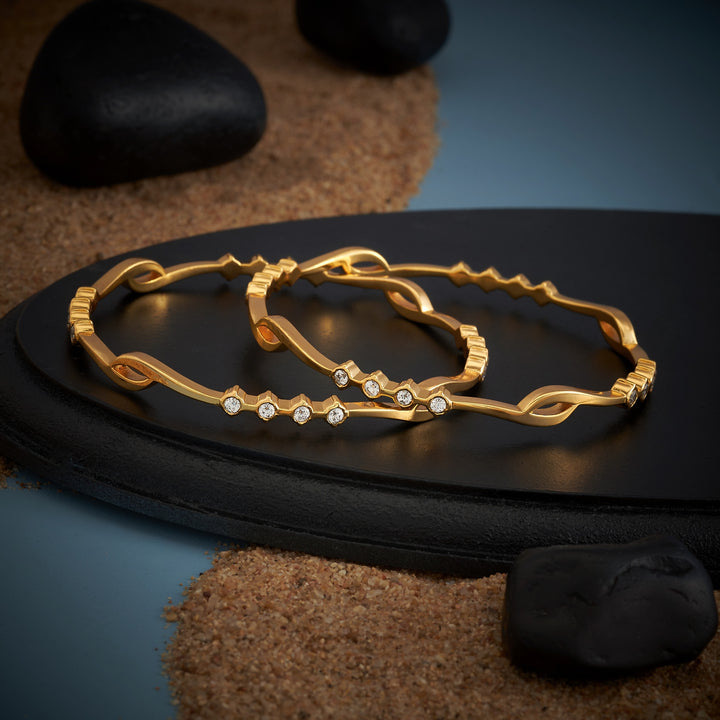 Aure Wave Stone Bangles