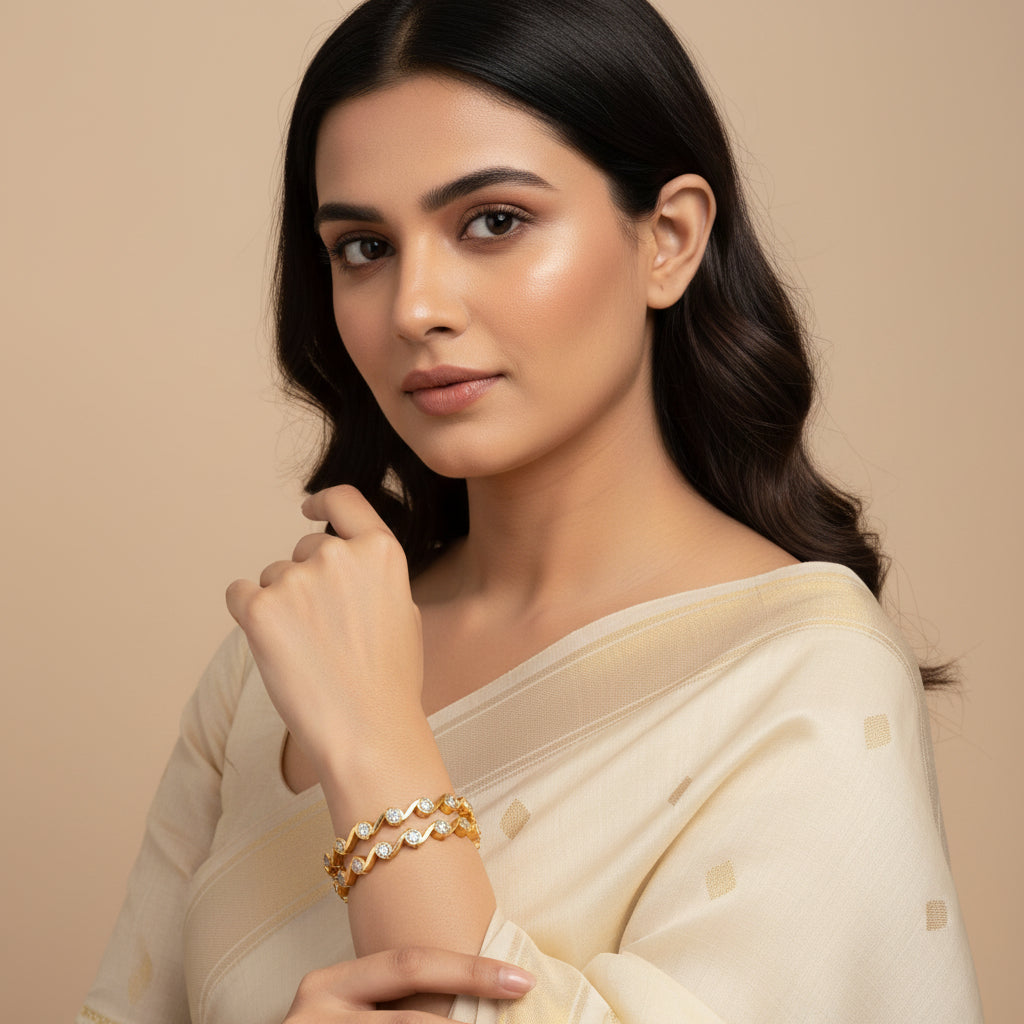 Wave-Luxe Stone Bangles