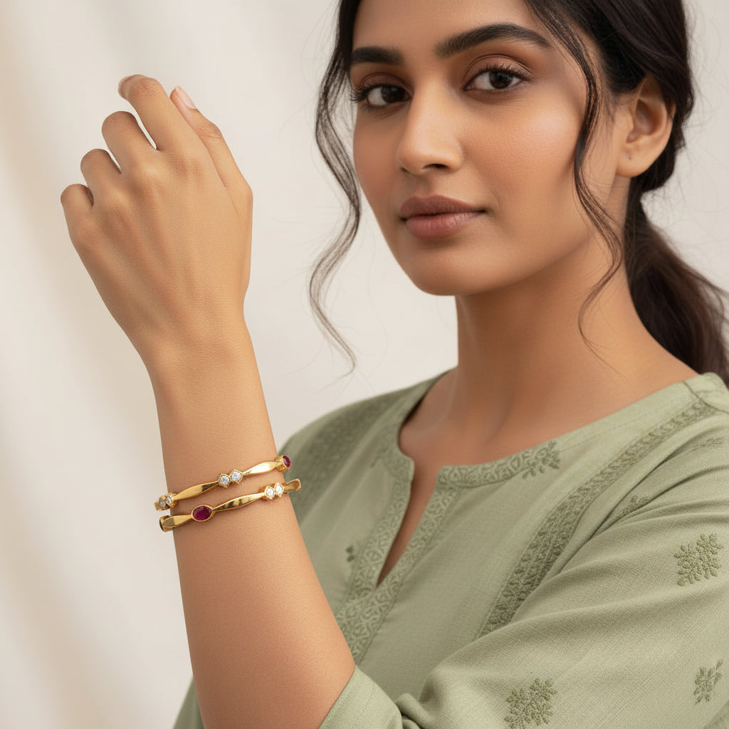 Regal Blush Stone Bangles