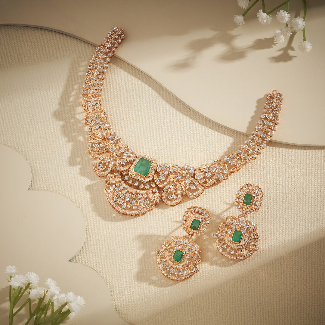 Tiny Petal Stone Necklace Set