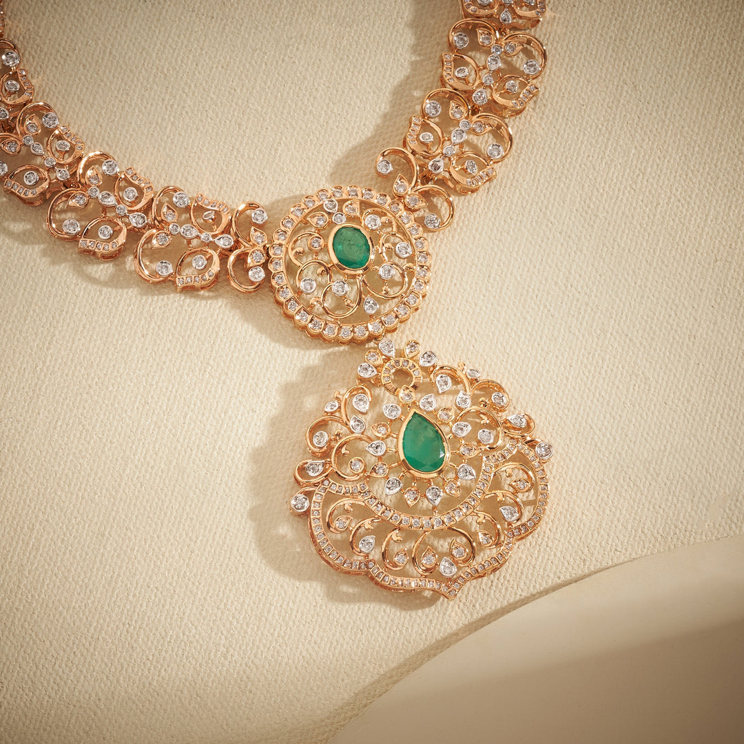 Flower Spark Stone Necklace Set