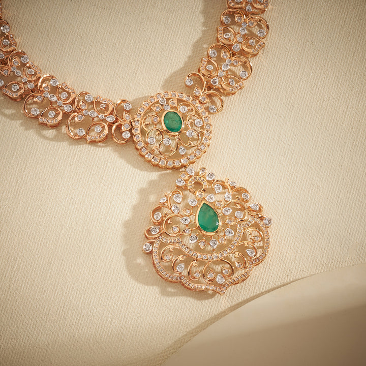 Flower Spark Stone Necklace Set