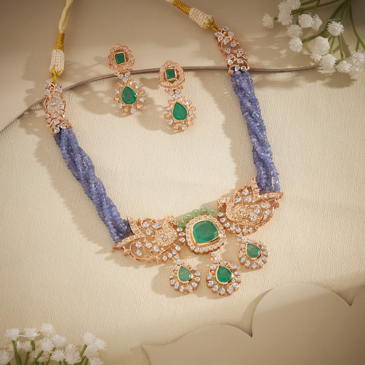 Mystic Peacock Stone Necklace Set