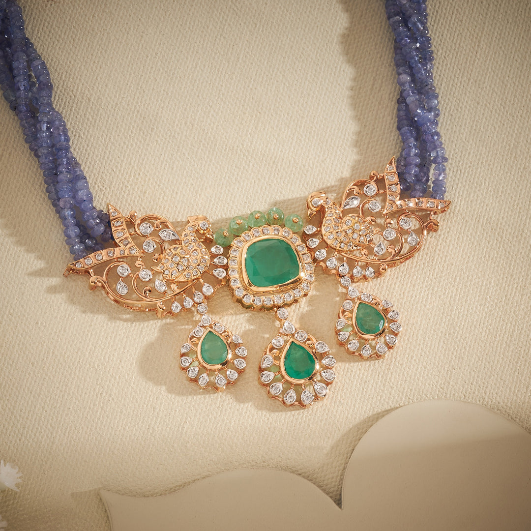Mystic Peacock Stone Necklace Set