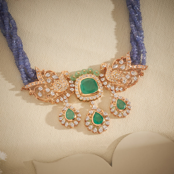 Mystic Peacock Stone Necklace Set