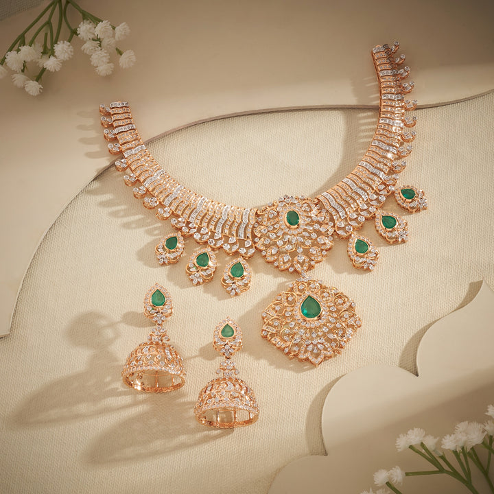 Green-Shine Stone Necklace Set