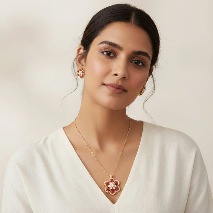 Opaline Moissanite Pendant Set